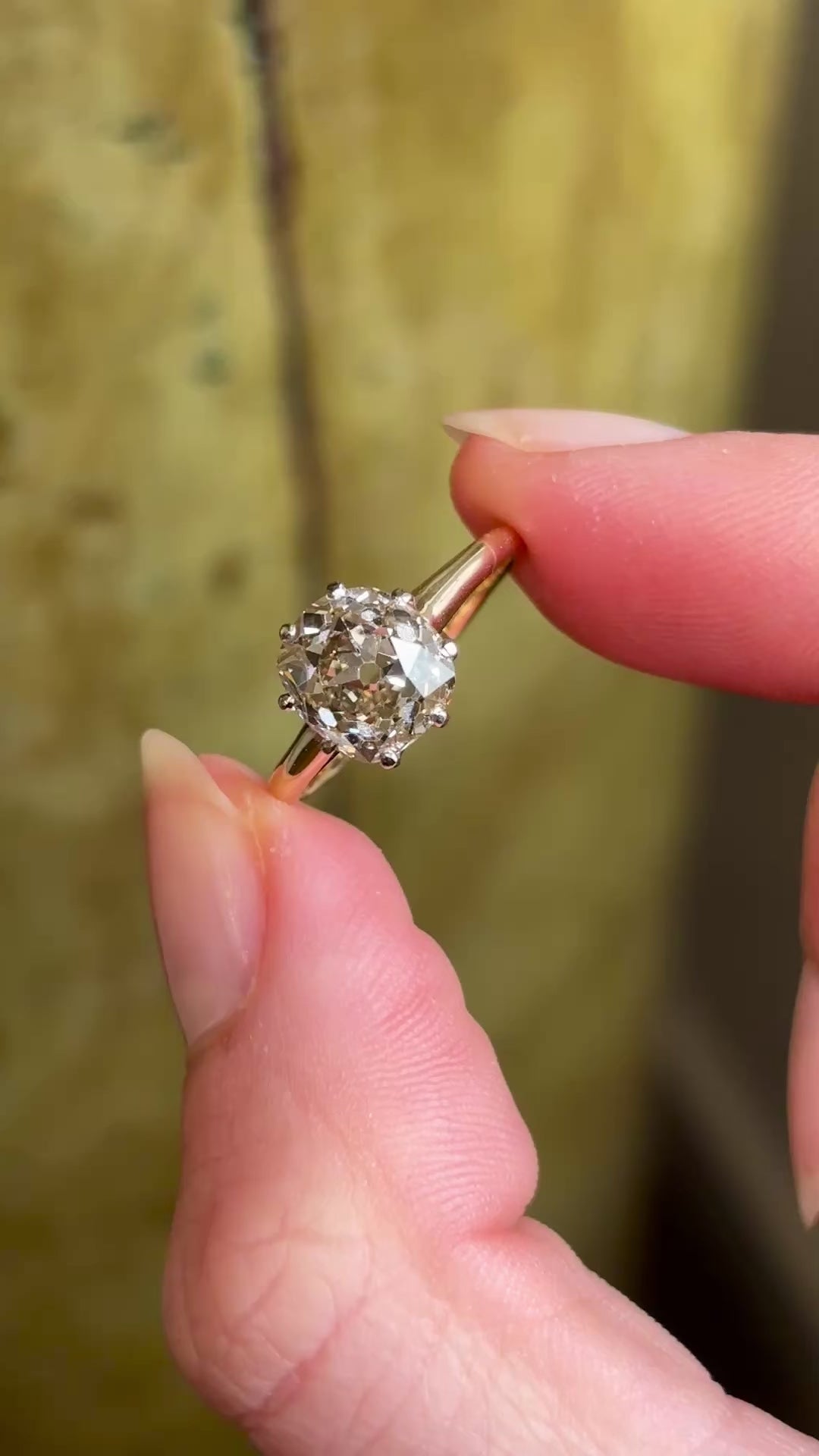 Antique, Edwardian tinted-brown old-cut diamond engagement ring