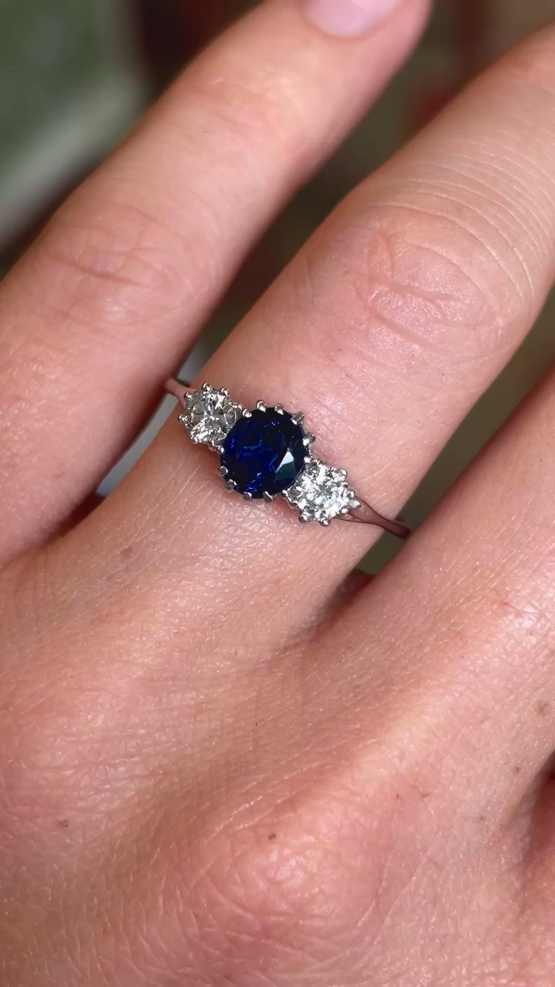 Vintage, 1960s sapphire & diamond three-stone ring