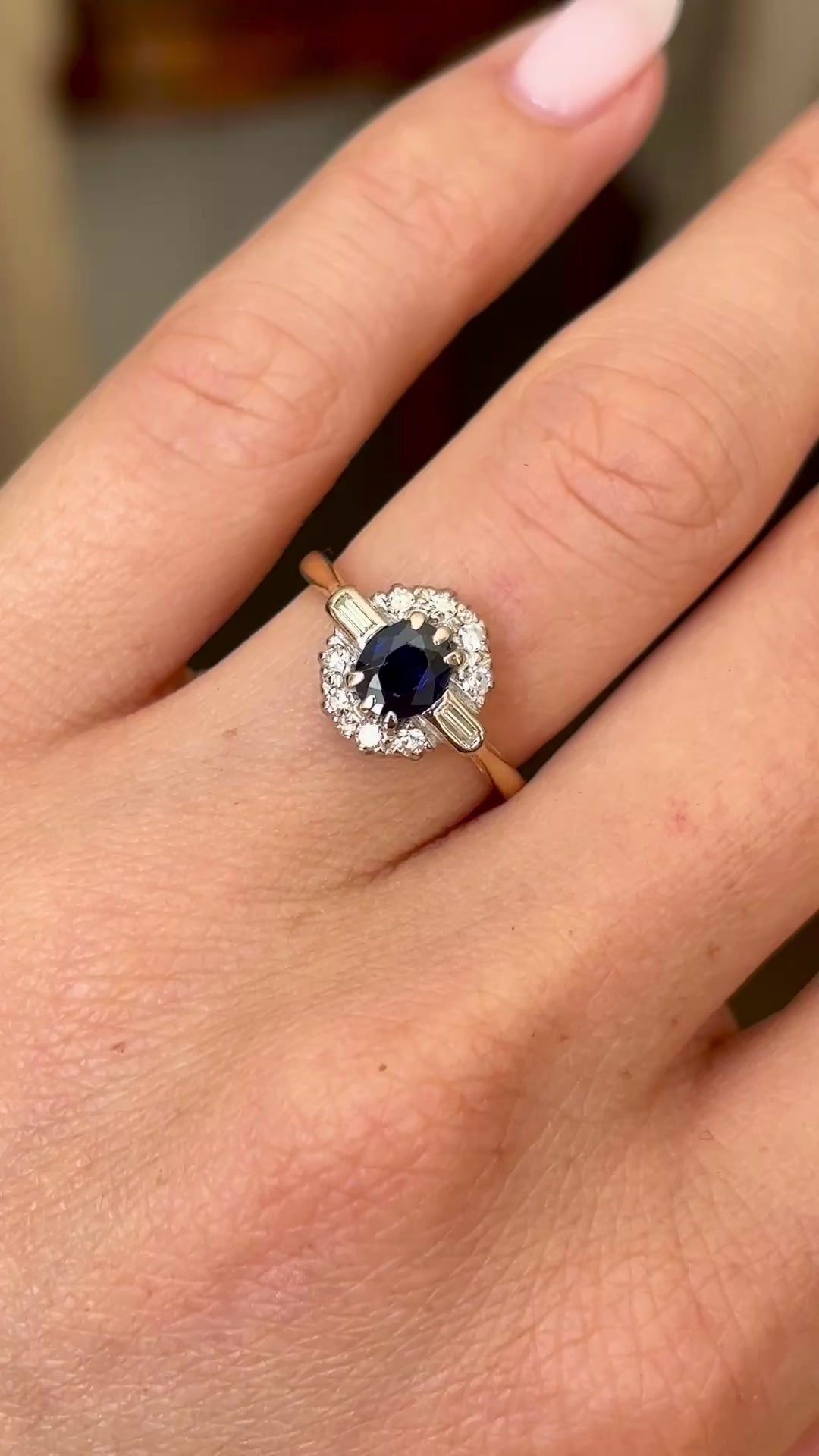 Vintage, 1960s sapphire & diamond cluster ring