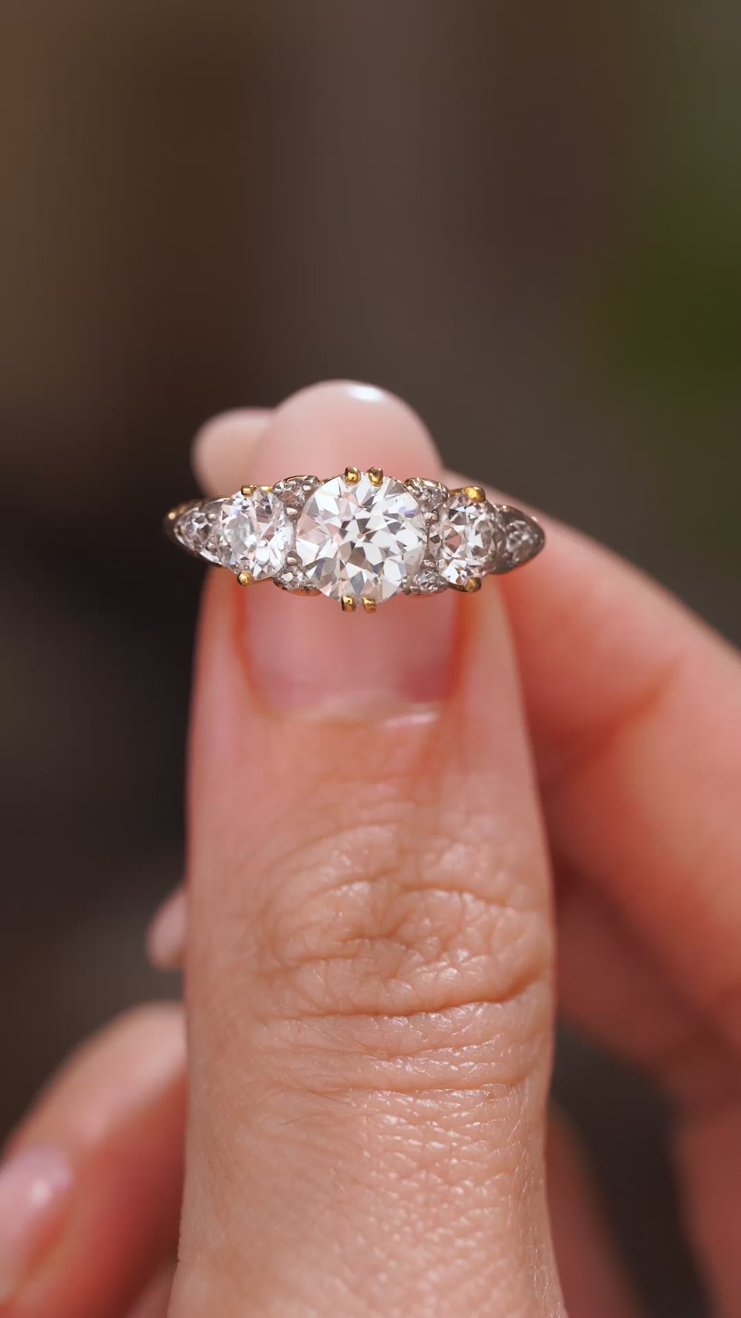 Antique, Victorian diamond three-stone engagement ring