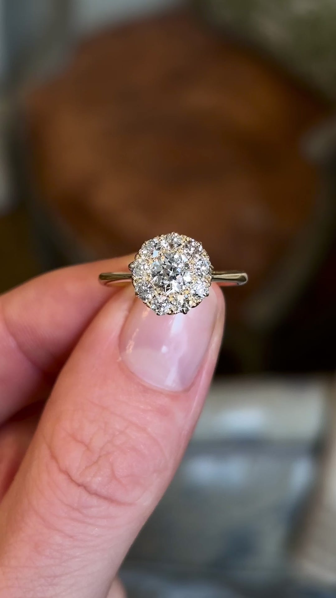 Antique, Edwardian diamond cluster ring