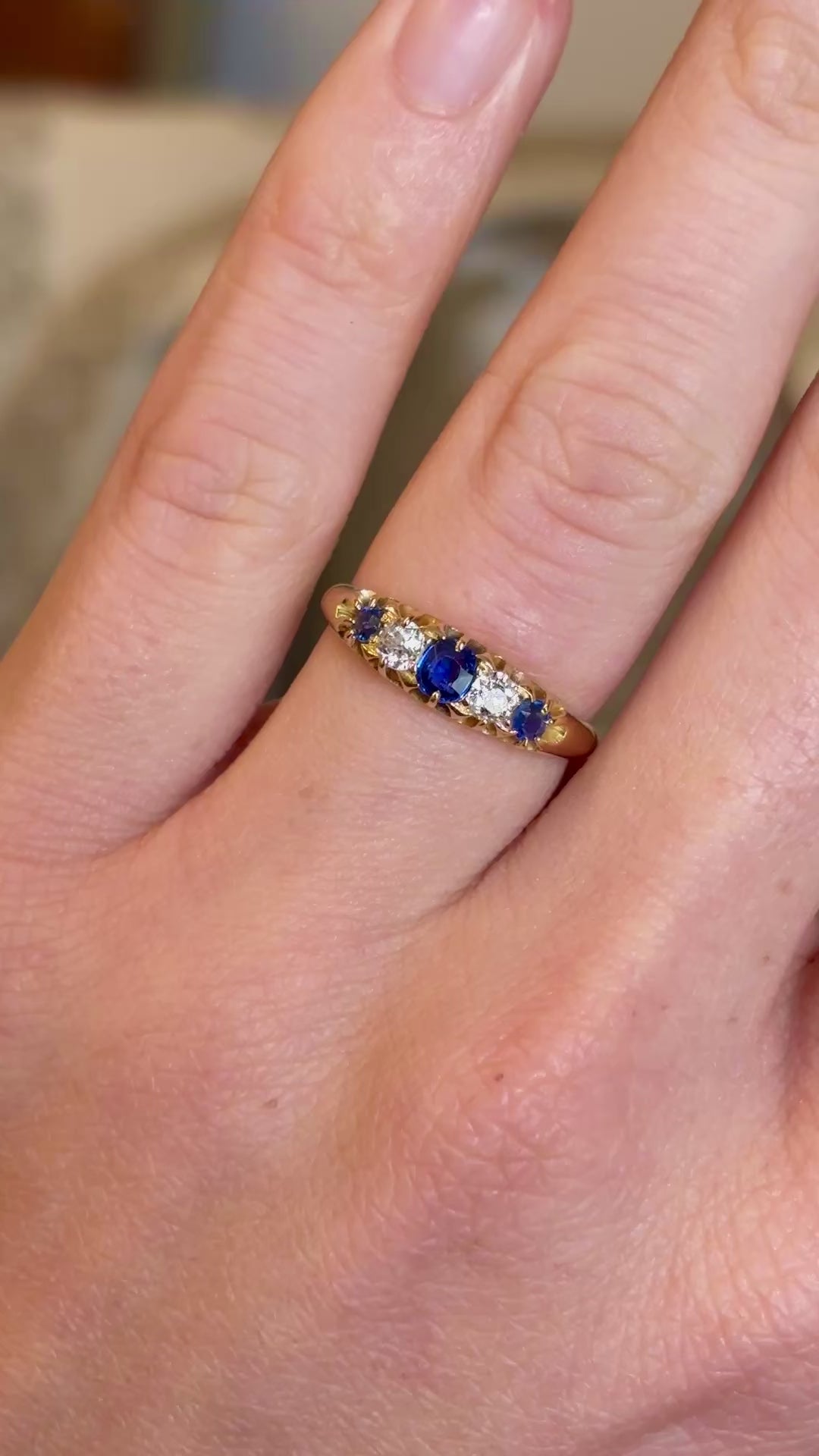 Antique, Edwardian sapphire & diamond five-stone ring