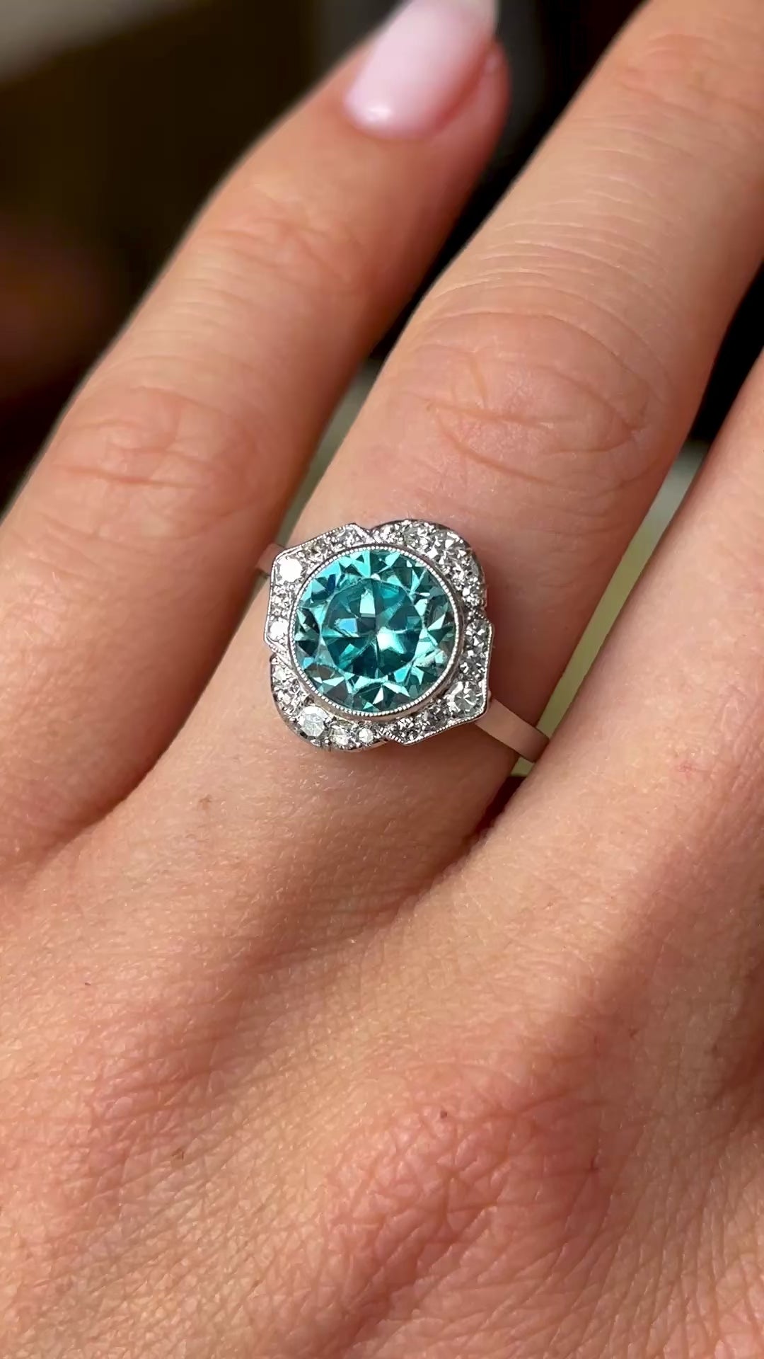 Vintage, Art Deco zircon & diamond cluster ring