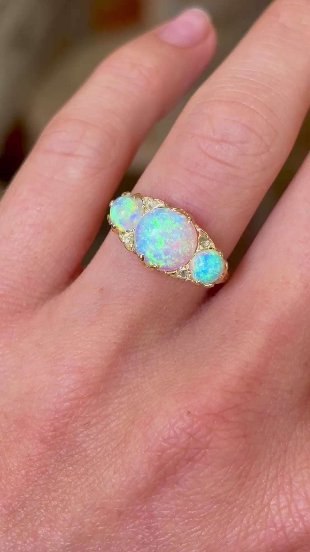Antique, Victorian opal three-stone ring