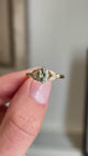 Vintage-inspired, sage green sapphire and diamond engagement ring