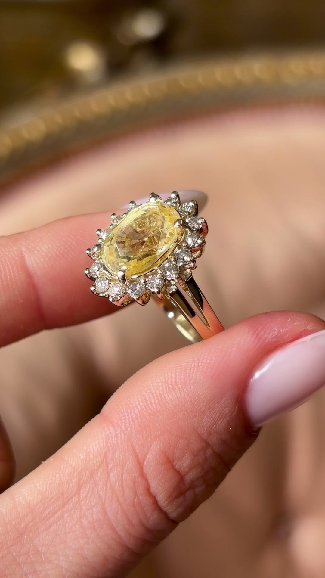 Vintage, 1970s yellow sapphire cluster ring
