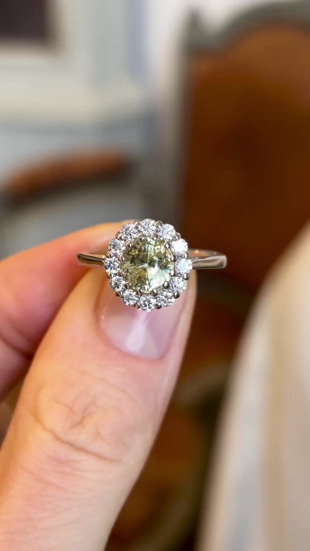 Oval-cut yellow sapphire & diamond cluster ring