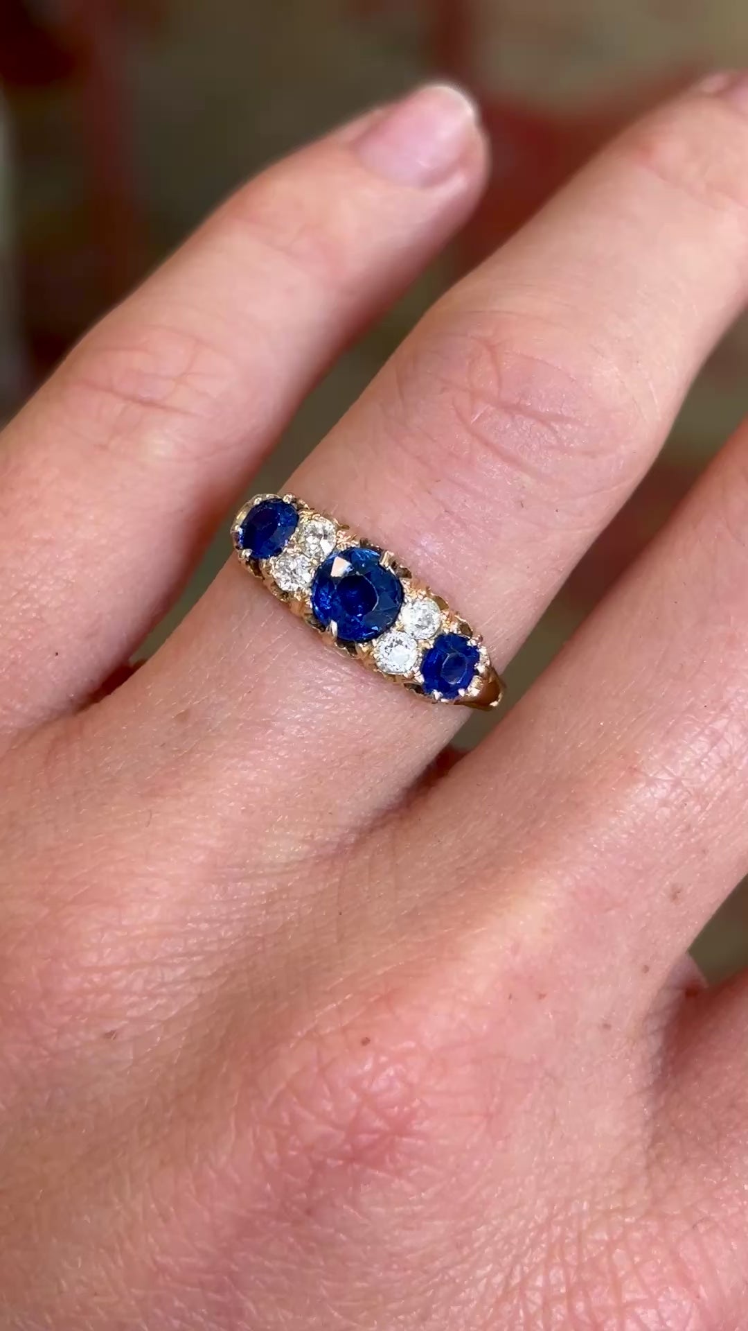 Antique, Victorian sapphire & diamond three-stone ring
