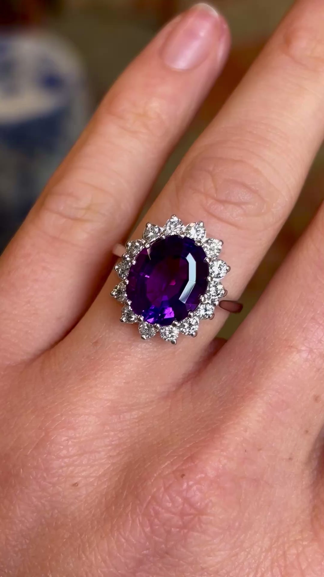 Vintage, 1960s amethyst & diamond cluster ring