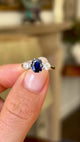 Antique, Edwardian three-stone sapphire & diamond ring