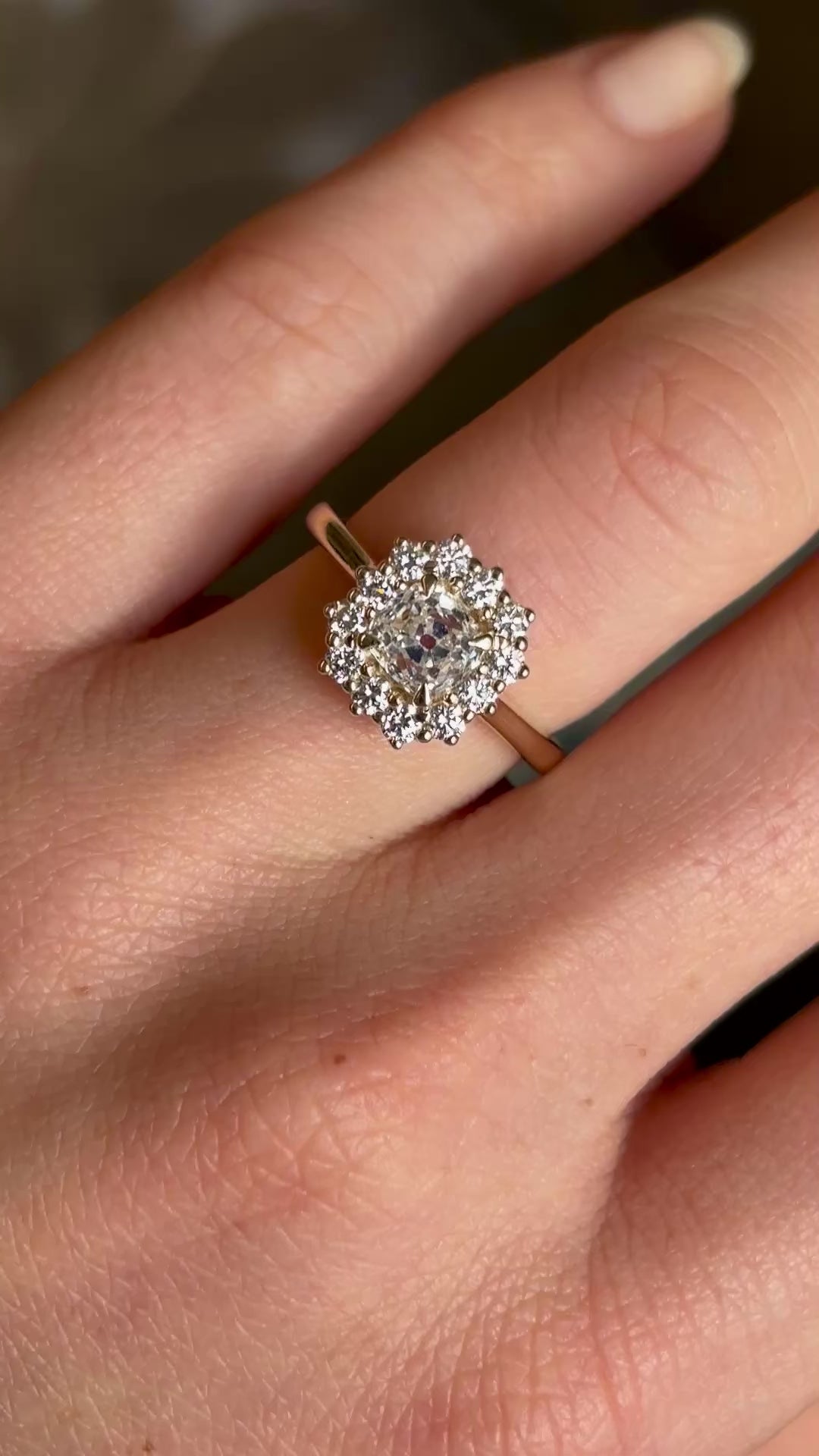 Diamond cluster engagement ring