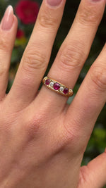 Antique, ruby and diamond five-stone ring