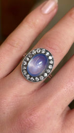 Antique, Edwardian cabochon sapphire & diamond cluster ring