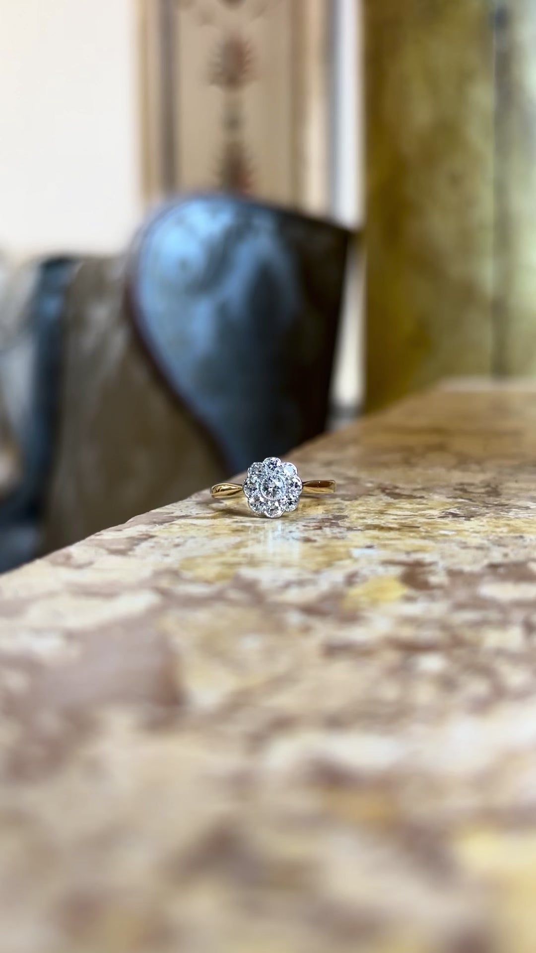 Antique Edwardian diamond daisy cluster ring