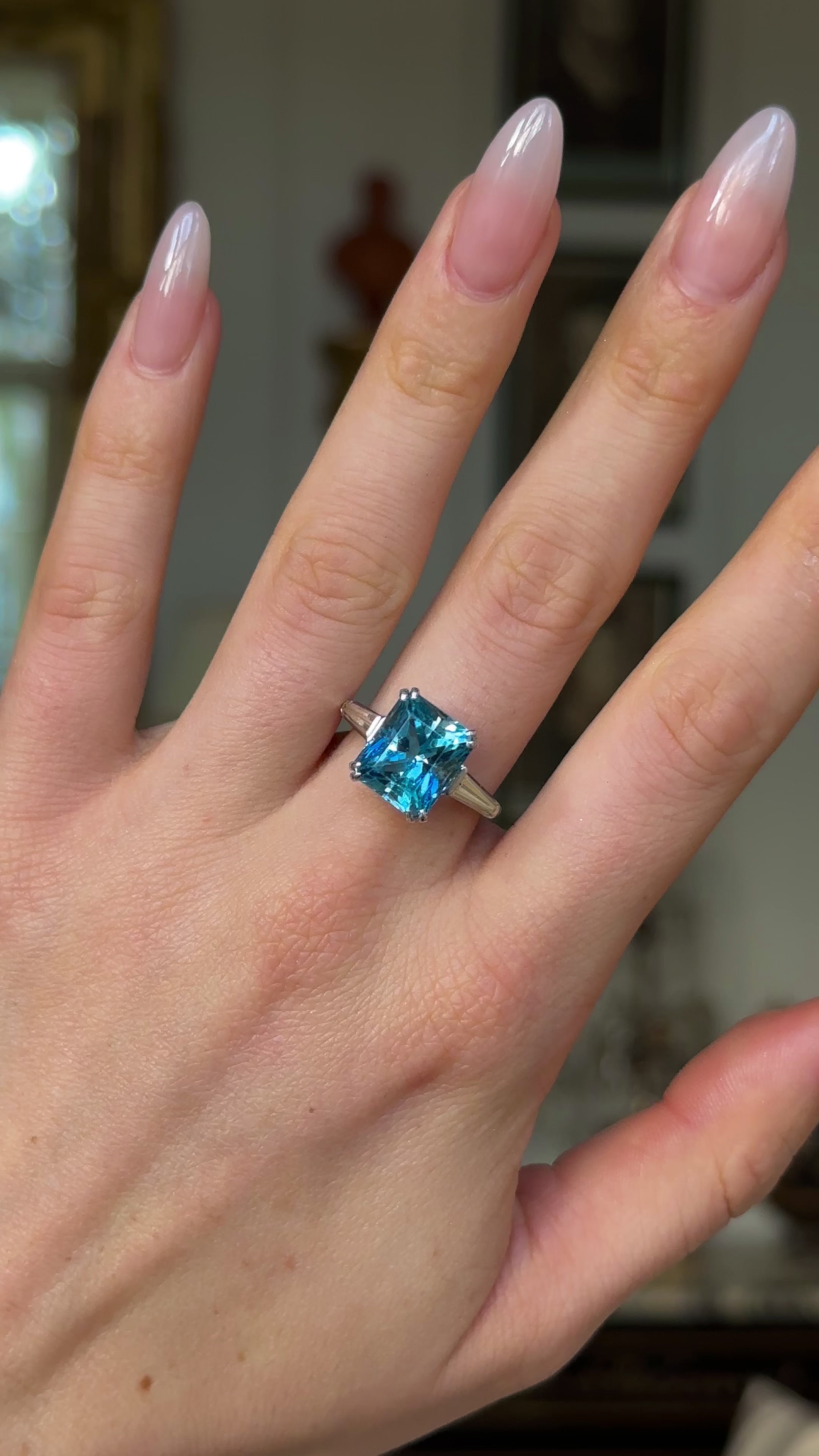 Vintage, blue topaz & diamond ring – Antique Ring Boutique