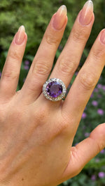 Antique, Victorian amethyst and diamond cluster cocktail ring, 18ct yellow gold