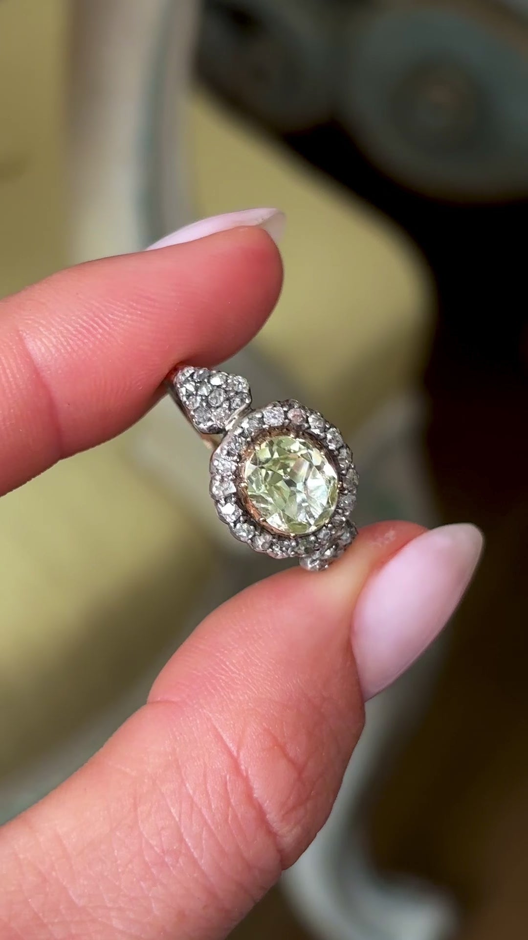 Antique, Georgian chrysoberyl & diamond cluster ring
