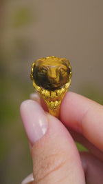 Vintage, 1980's French, tiger's eye honey bear ring