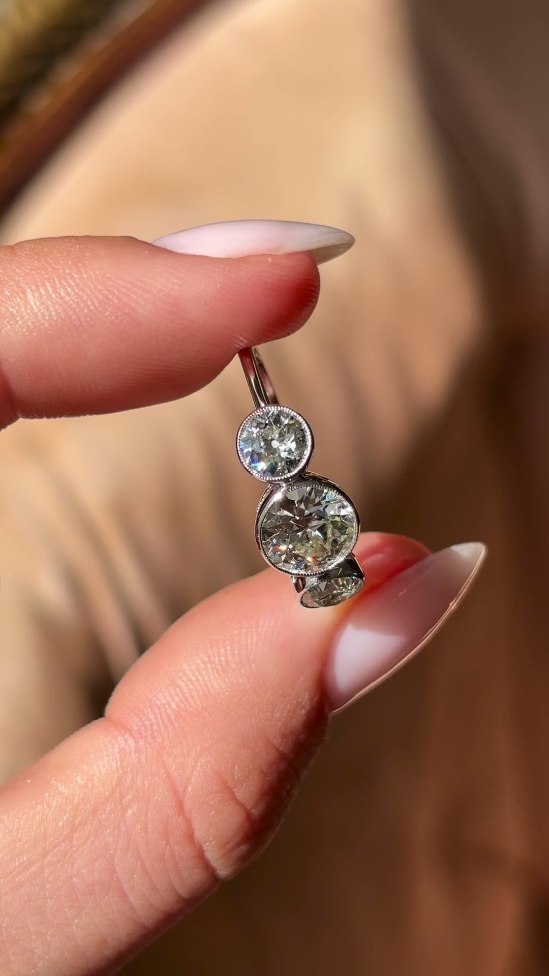 Art Deco, diamond three-stone ring