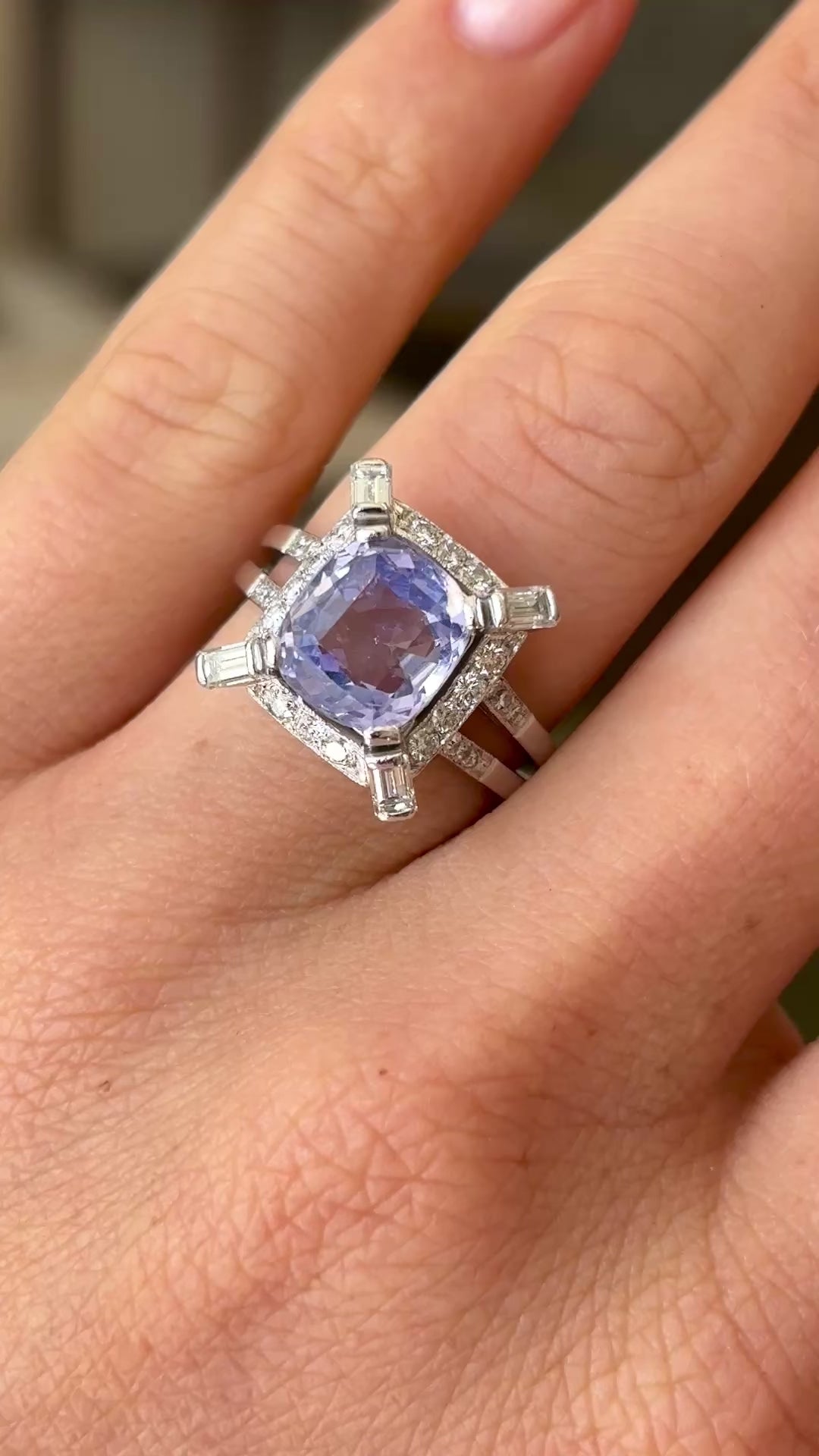 Vintage, Art Deco ceylon sapphire & diamond cluster ring
