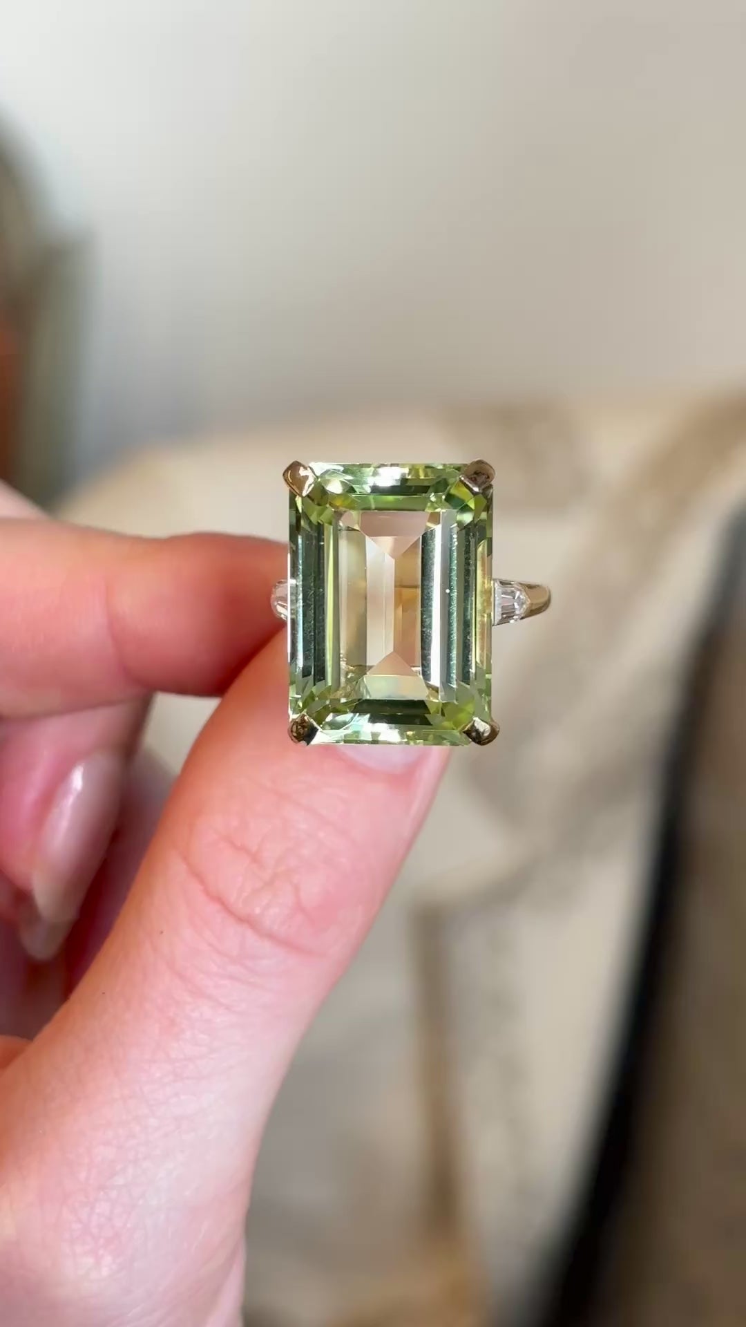 Vintage, Cartier 1950s green beryl and diamond cocktail ring