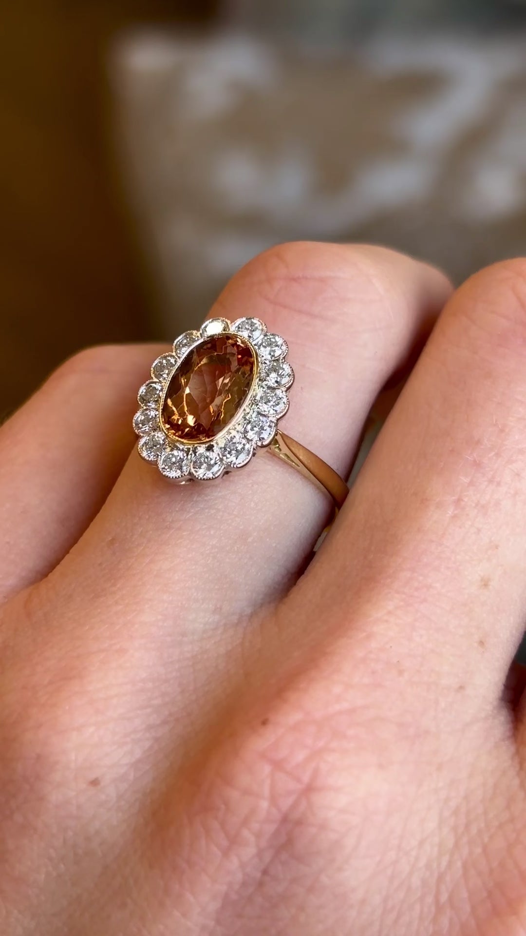 Vintage, 1950s citrine & diamond cluster ring