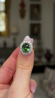 Vintage, 5ct Green Sapphire and Diamond Cluster Ring, 18ct Yellow Gold