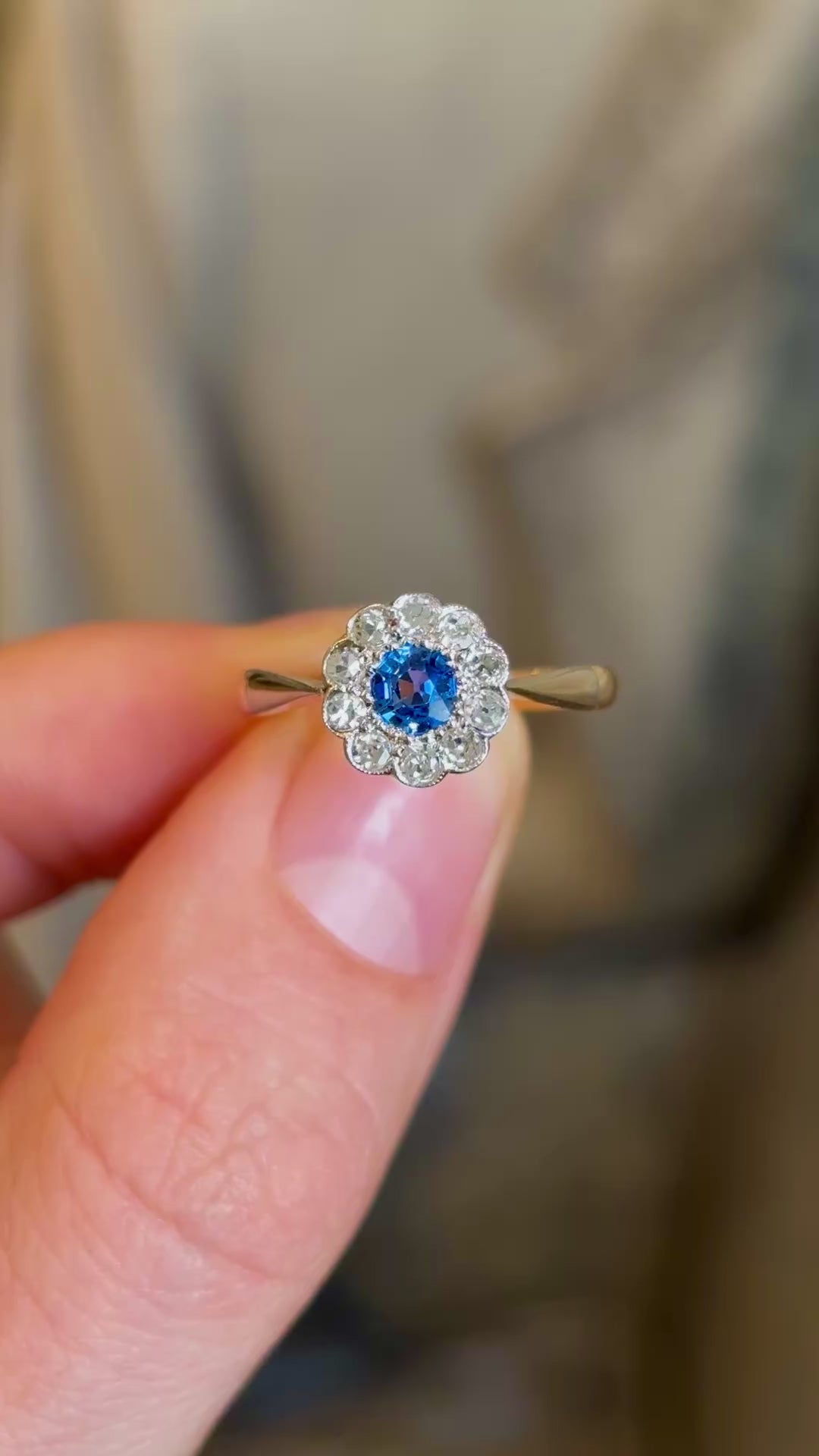 Antique, Edwardian sapphire & diamond cluster ring