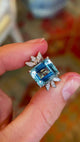 Vintage, 6.30ct aquamarine & diamond cluster ring