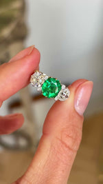 
Antique, Belle Époque emerald & diamond three-stone ring
