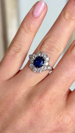 Antique, Belle Époque sapphire & diamond cluster ring