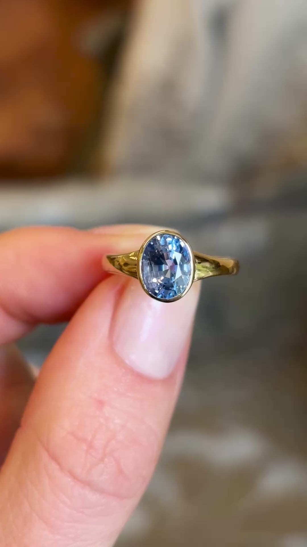 Vintage, oval-cut 2ct sapphire solitaire engagement ring
