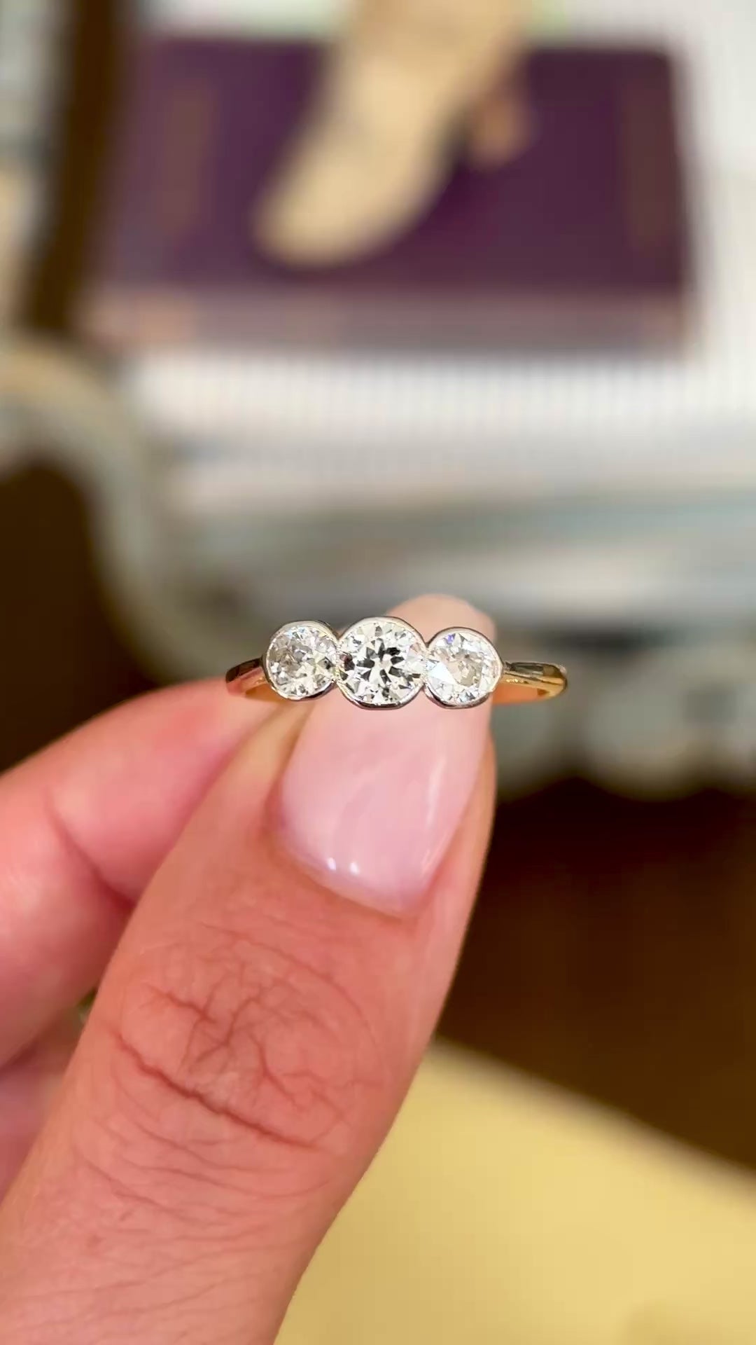 Vintage, Art Deco three-stone diamond ring