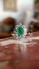 Vintage, 1990s emerald & diamond cluster ring