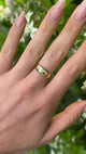 Antique, Victorian Three-Stone Diamond Gypsy Ring, 18ct Yellow Gold worn on hand.