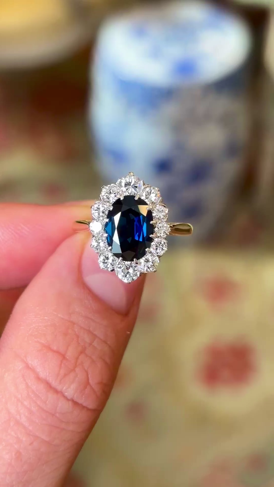 Antique, Edwardian sapphire & diamond cluster ring