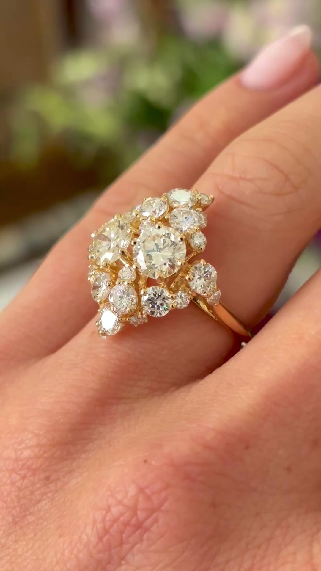 Vintage, 1980s French diamond cluster lozenge ring
