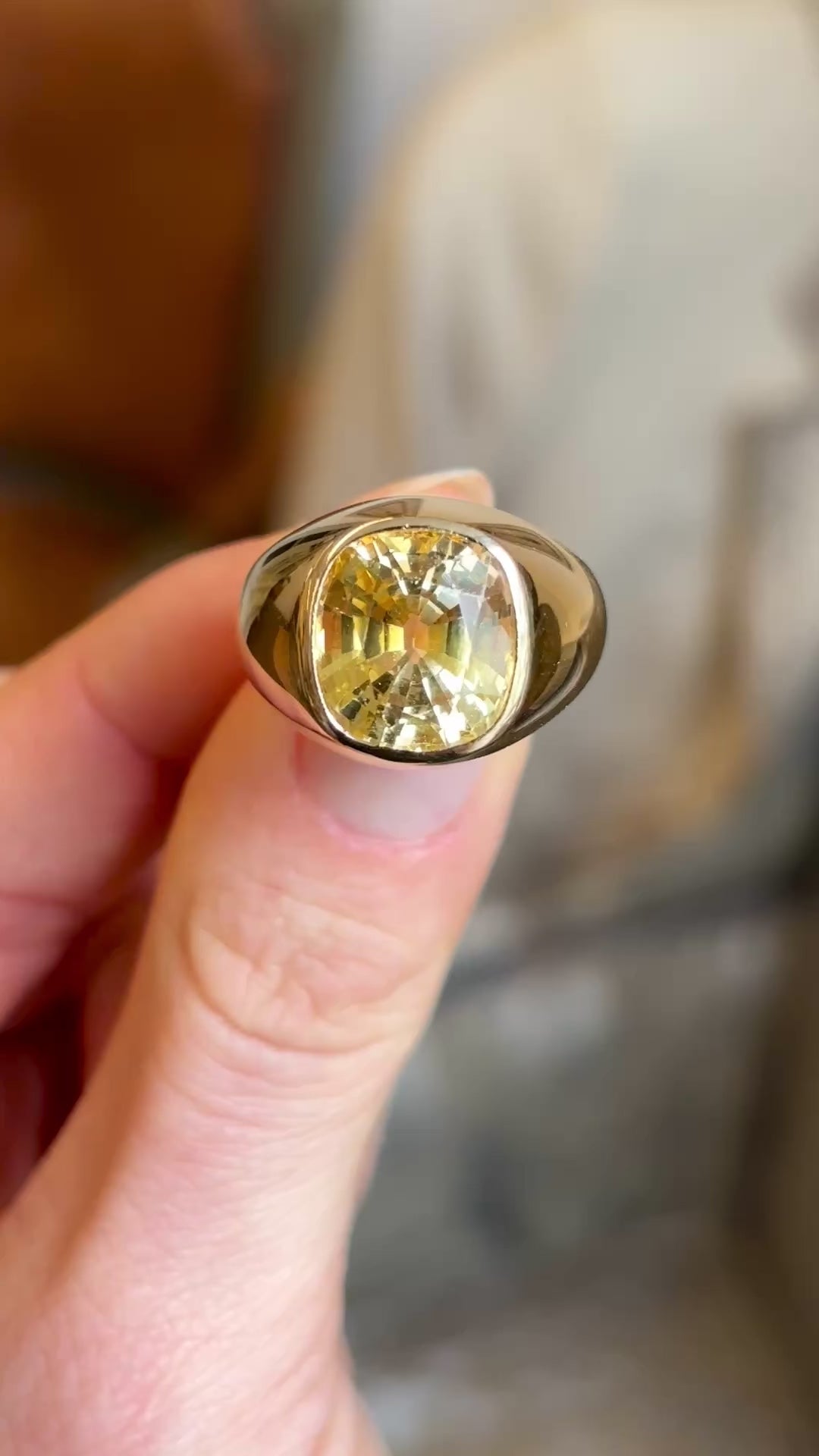 Vintage, 1950's Austrian 8ct cushion-cut yellow sapphire cocktail ring