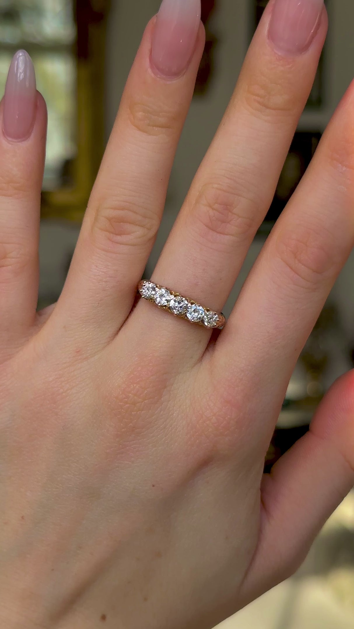 Antique, Victorian diamond half hoop ring