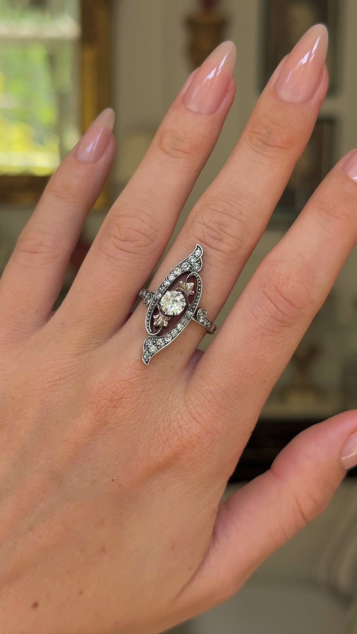 Art Nouveau, diamond ring & silver