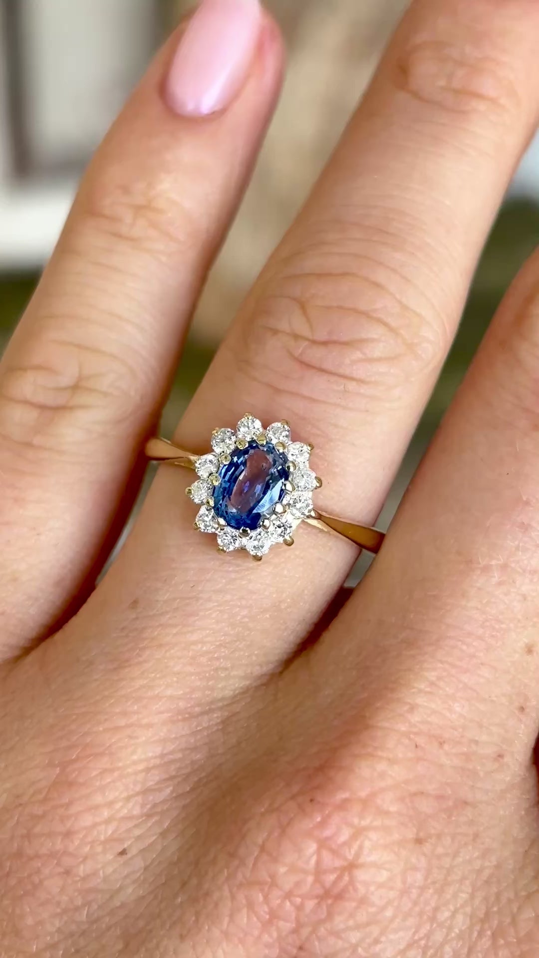 Vintage, 1980s sapphire & diamond cluster ring