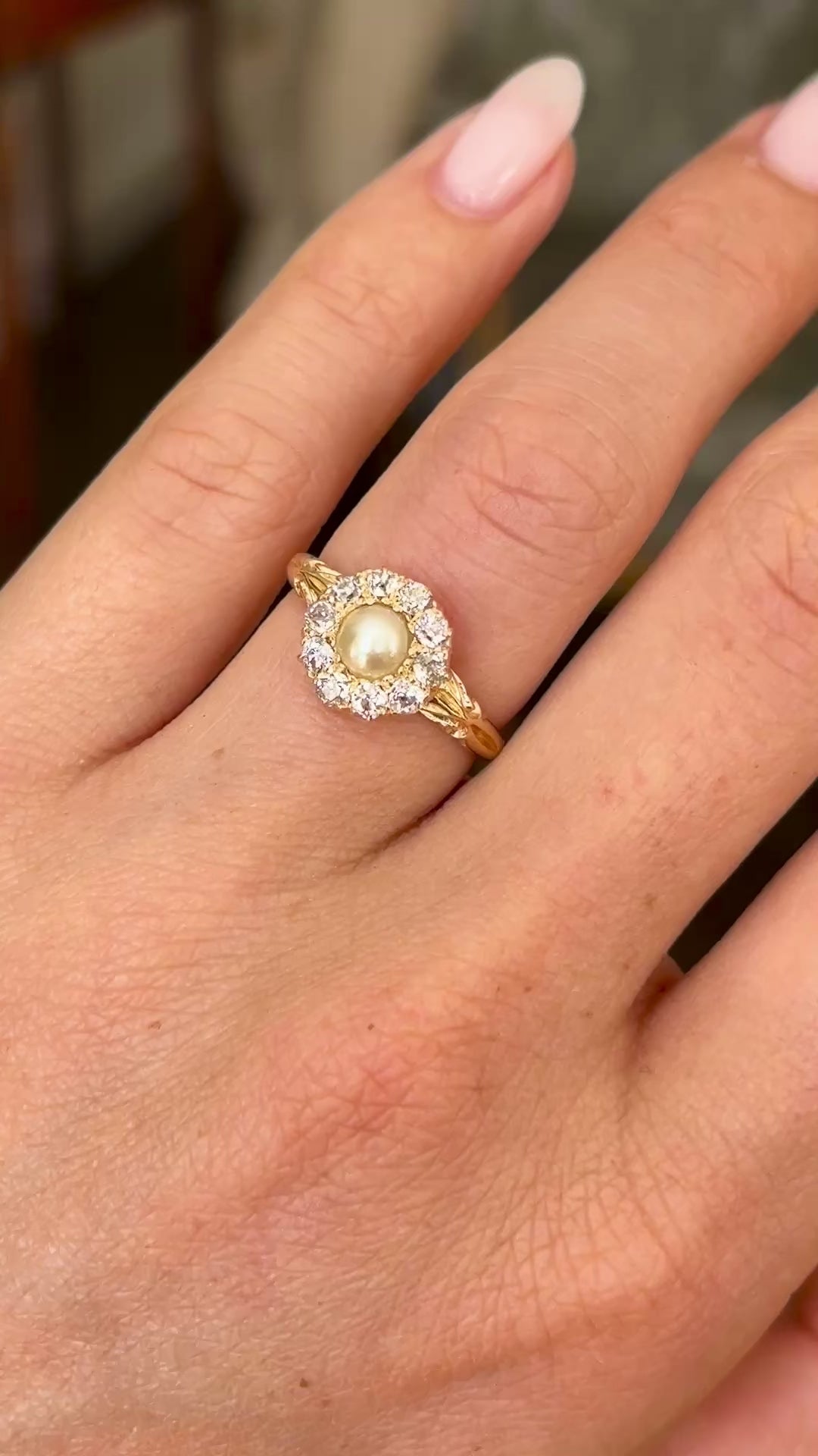 Antique, Edwardian pearl & diamond cluster ring