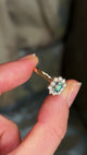 Octagon shape teal sapphire & diamond cluster ring