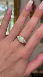 Antique, Victorian, australian opal & diamond ring