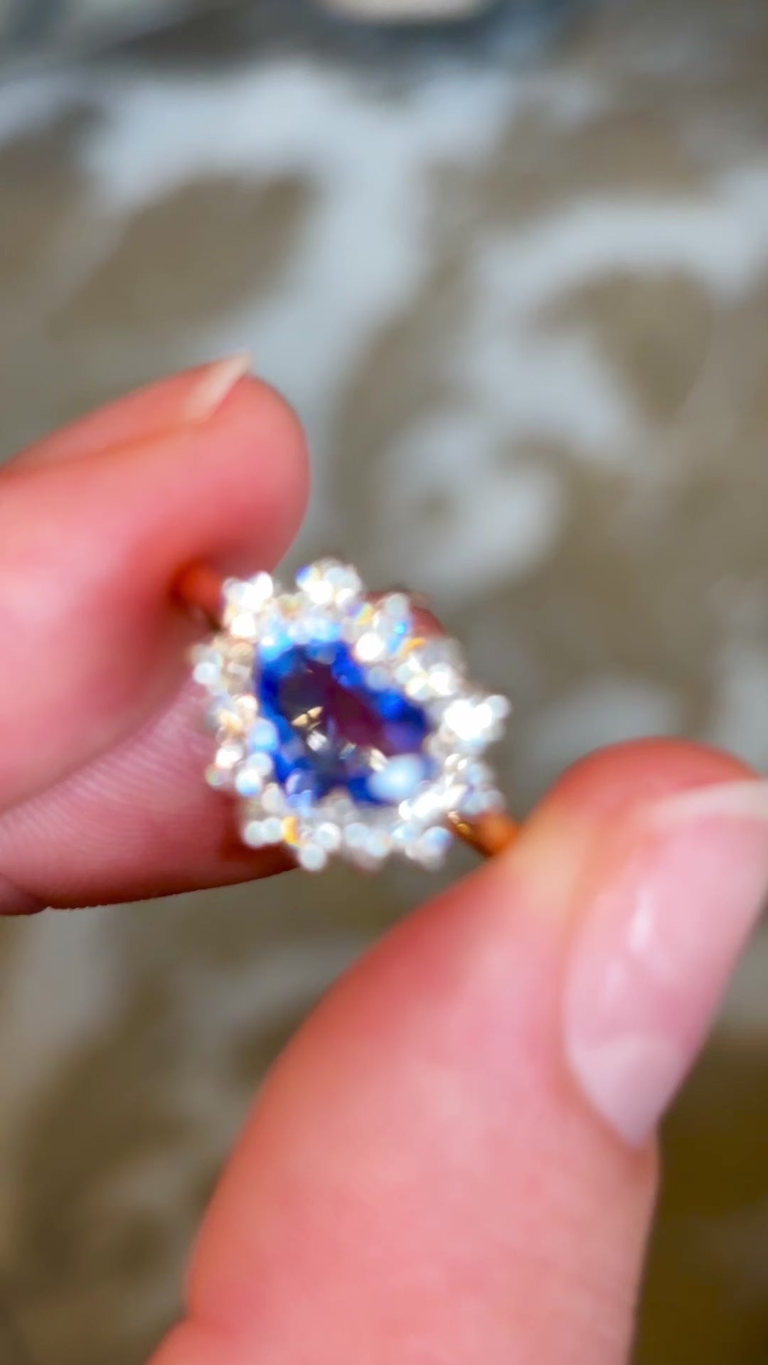 Vintage, 1980s sapphire & diamond cluster ring