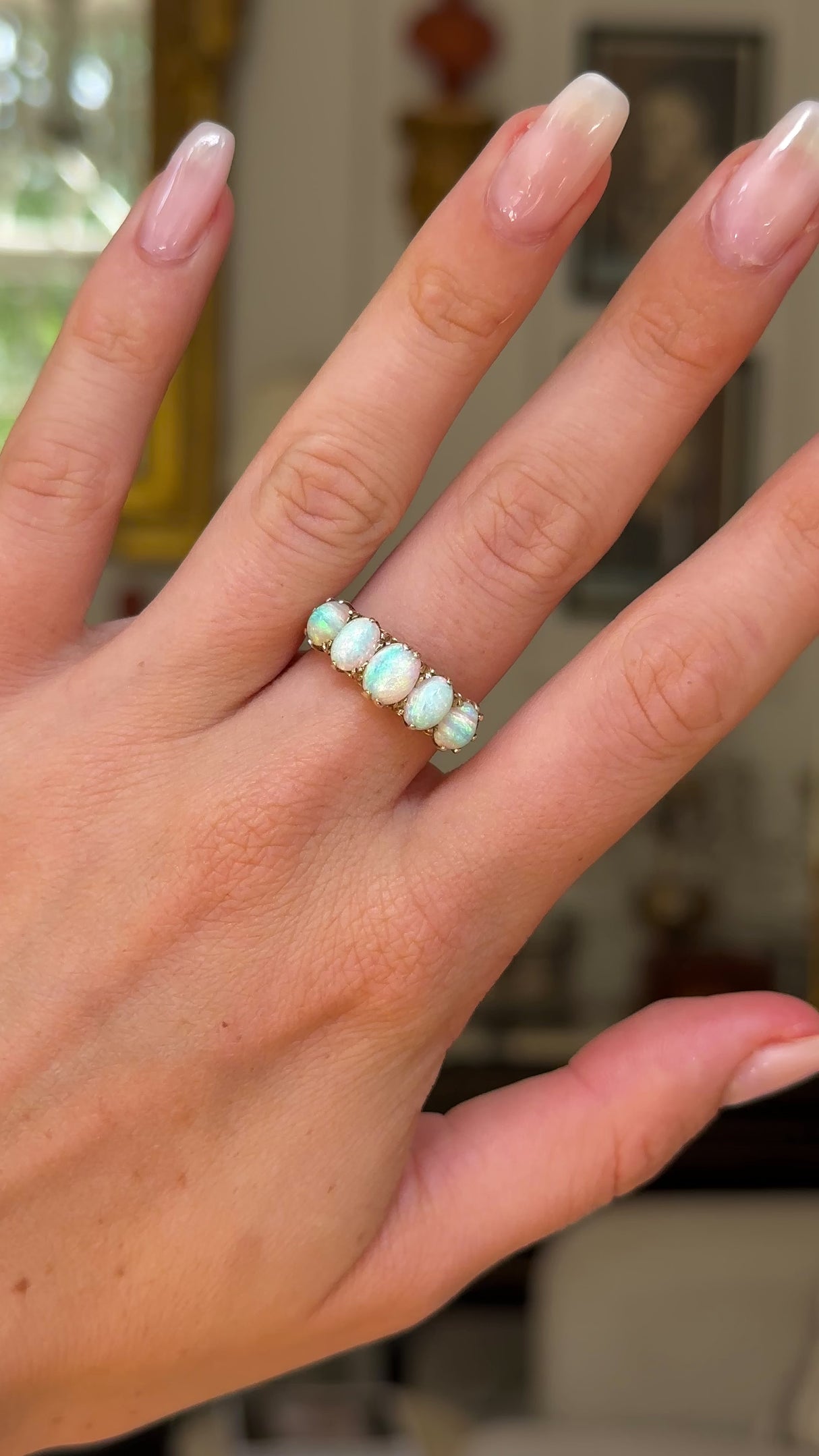 Antique, Edwardian, five-stone opal ring