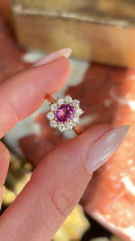 Payment 2 | Vintage, 1980s pink sapphire & diamond cluster ring