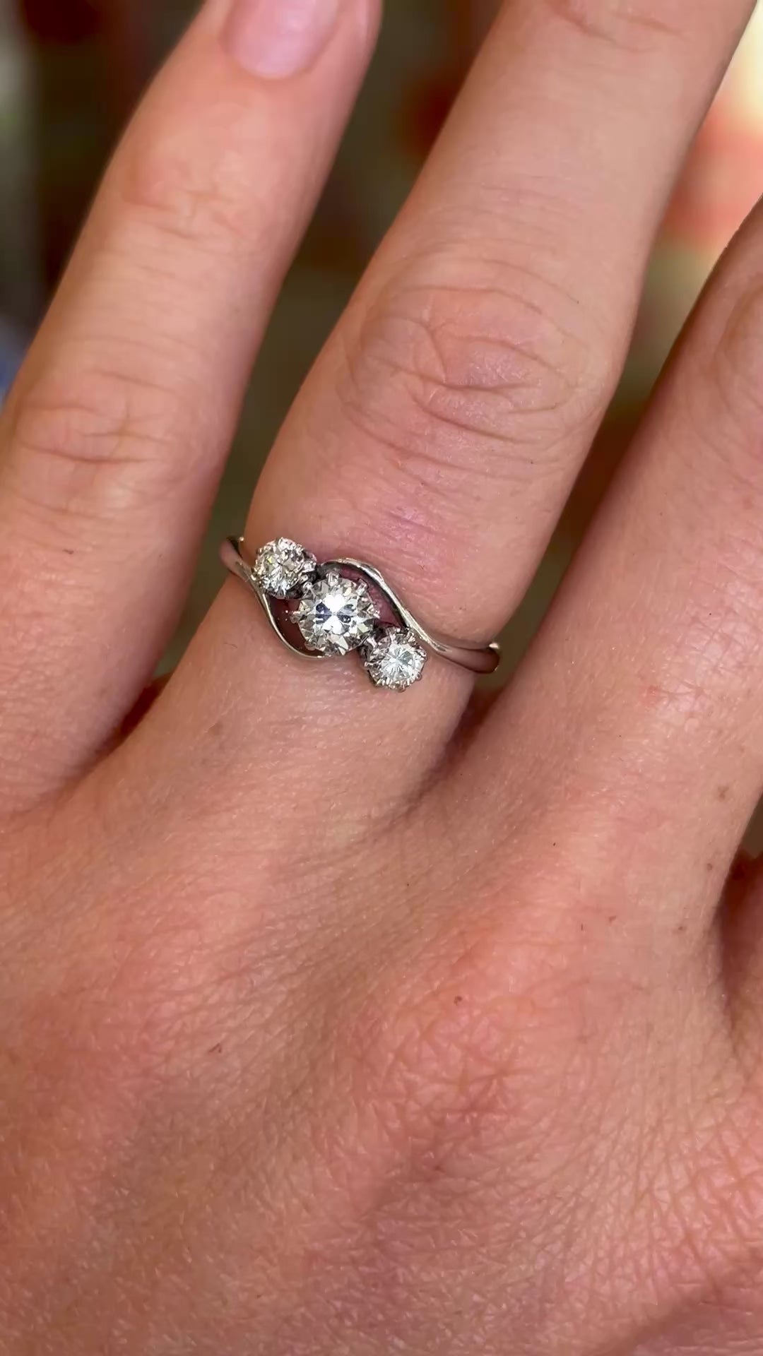 Vintage, Art Deco three-stone diamond twist engagement ring