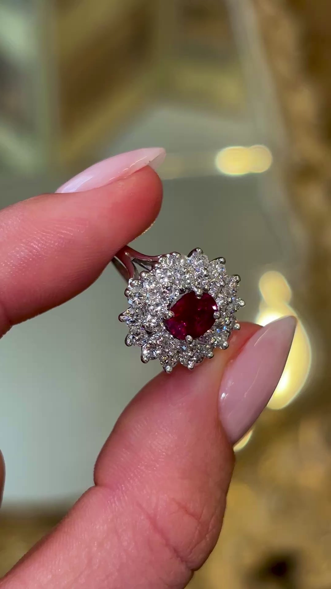 Vintage, 1950s ruby & diamond cocktail ring