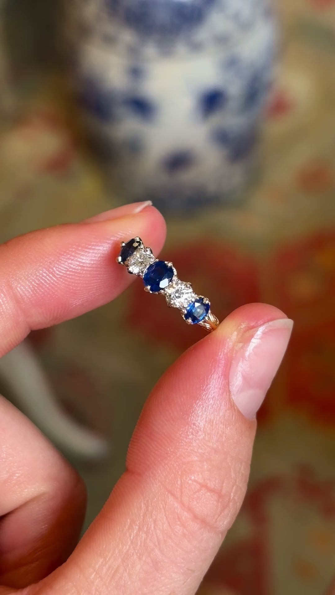 Antique, Edwardian sapphire & diamond five-stone ring